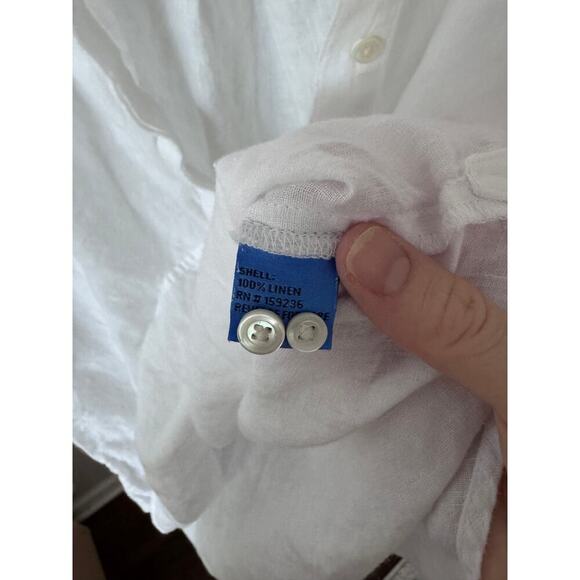 J. Mclaughlin White Linen Long Sleeve Blouse Small - Picture 2 of 4